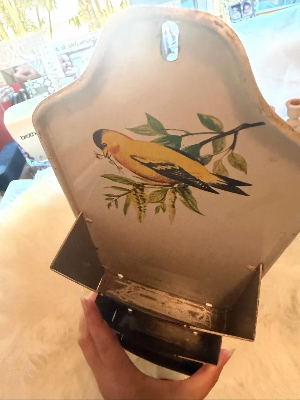 Vintage Bird Wall Organizer - Yellow, Red, Black Bird Motifs